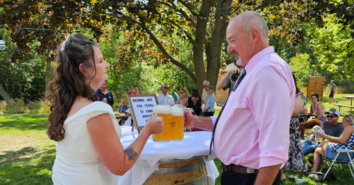 Wedding in the Beer Garden at Upper Lake Park, Port Washington, WI