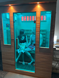 A couple in the UV sauna at The Harborview hotel in Port Washington