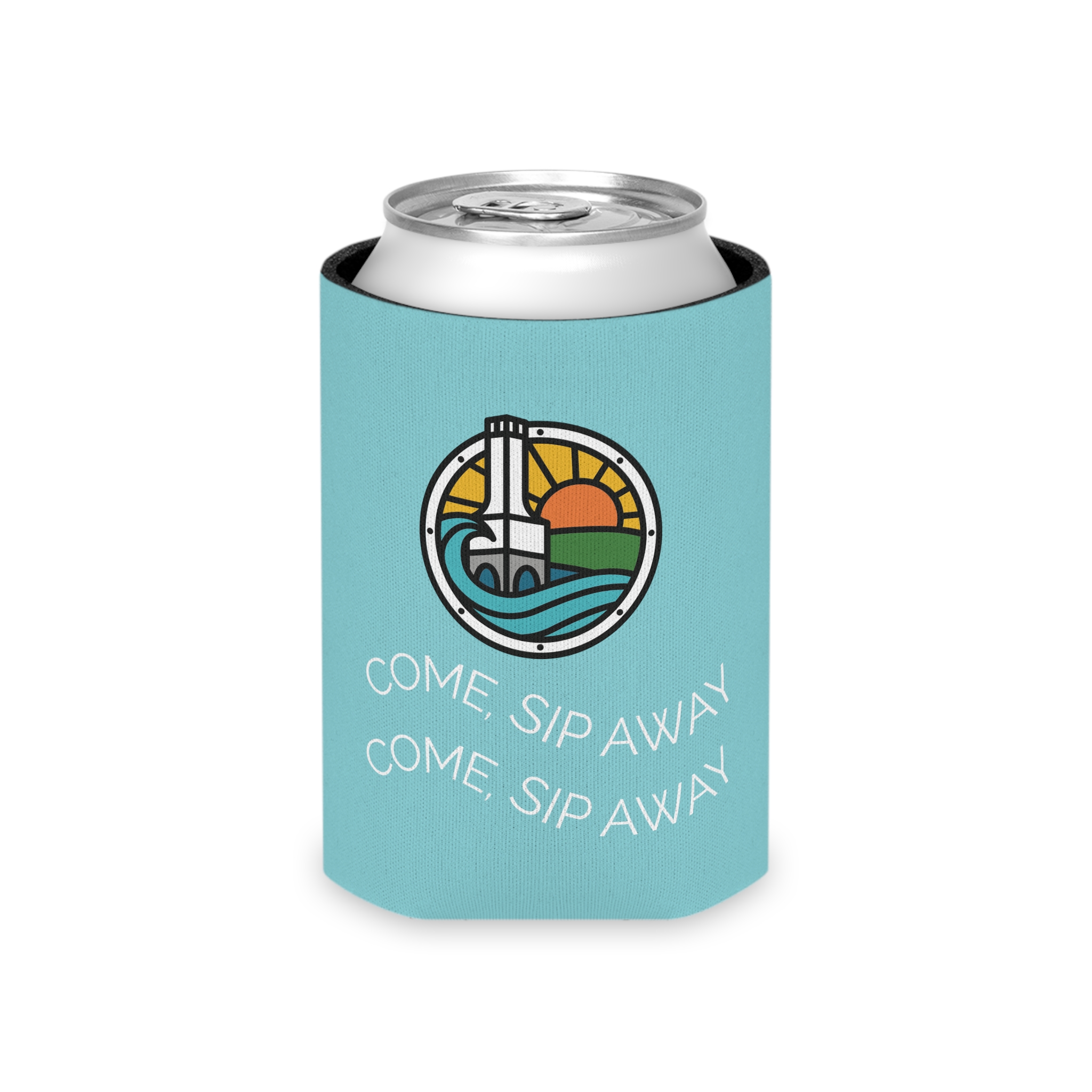 Visit Port Washington Wisconsin Can Koozie | Lighthouse Design - Image 5