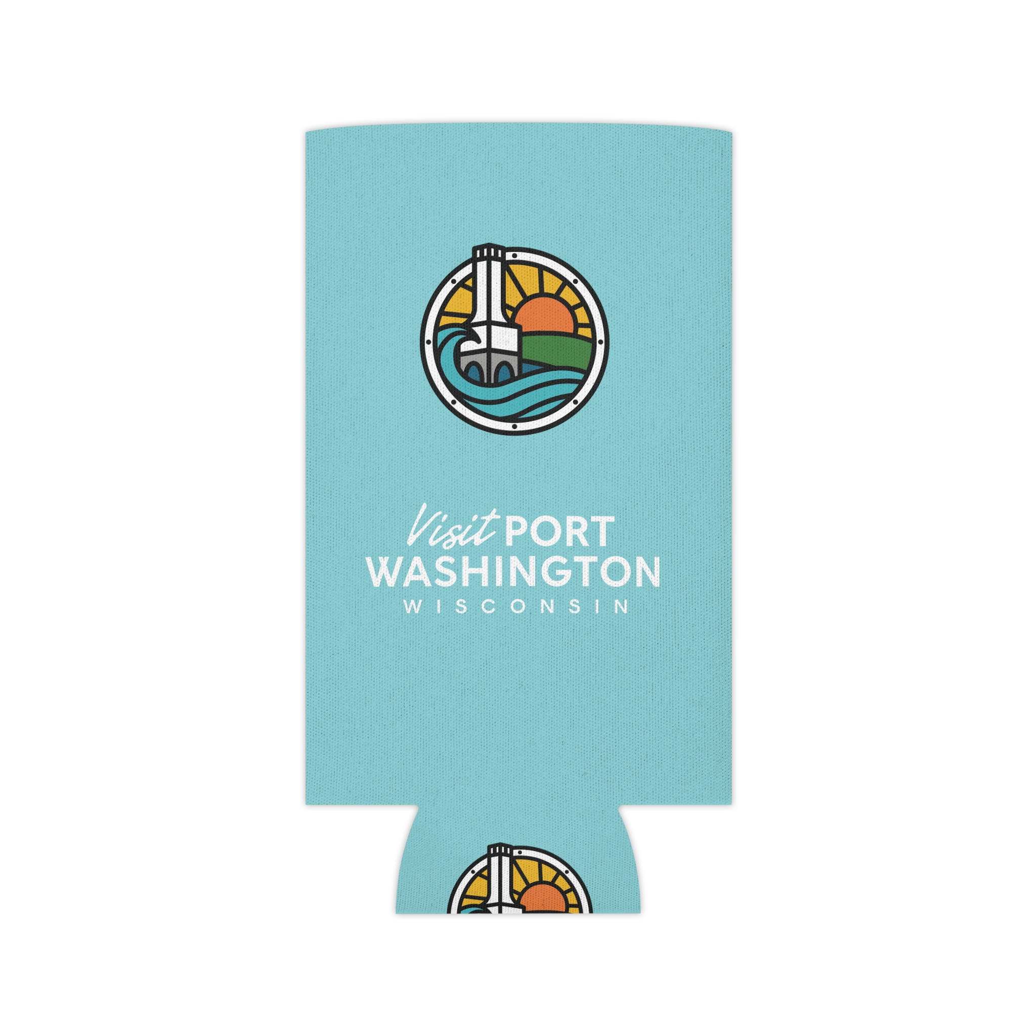 Visit Port Washington Wisconsin Can Koozie | Lighthouse Design - Image 8