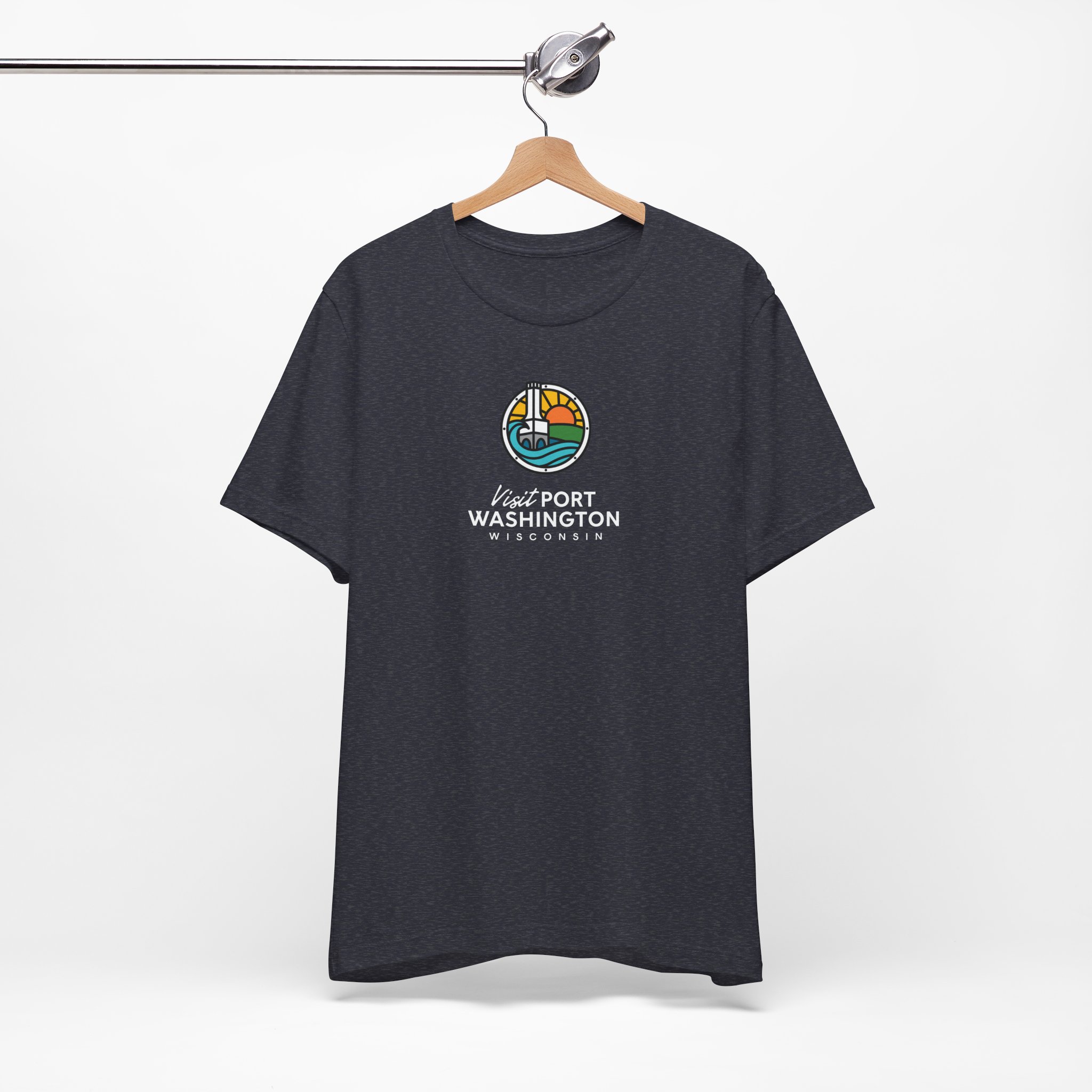 Port Washington Round Logo Tee | Harbor Sailboat Circle Graphic Tee - Image 54