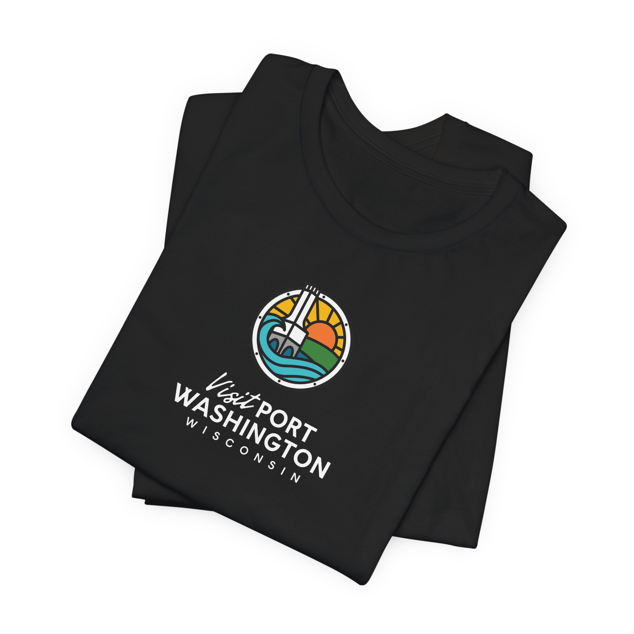 Port Washington Round Logo Tee | Harbor Sailboat Circle Graphic Tee - Image 24