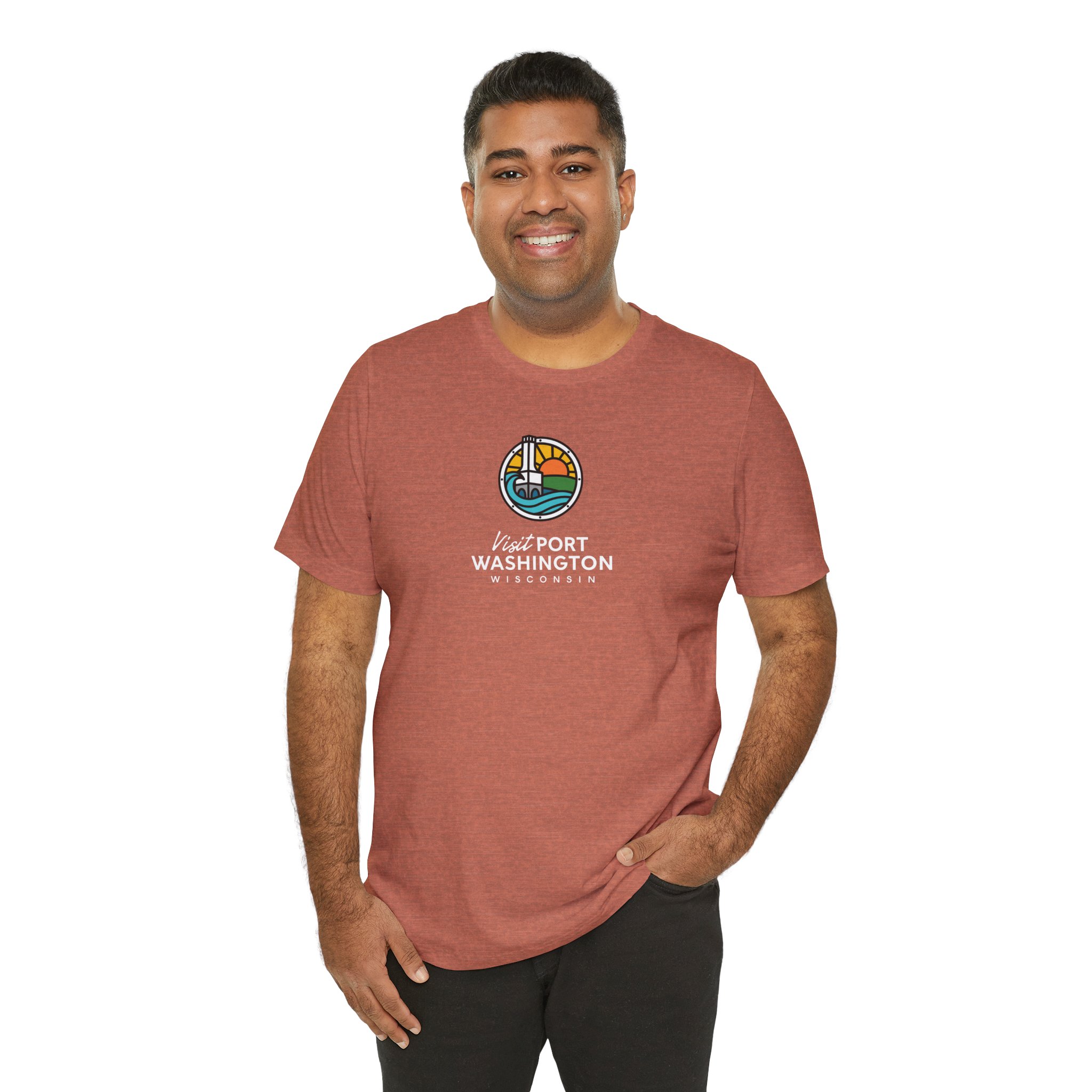 Port Washington Round Logo Tee | Harbor Sailboat Circle Graphic Tee - Image 21