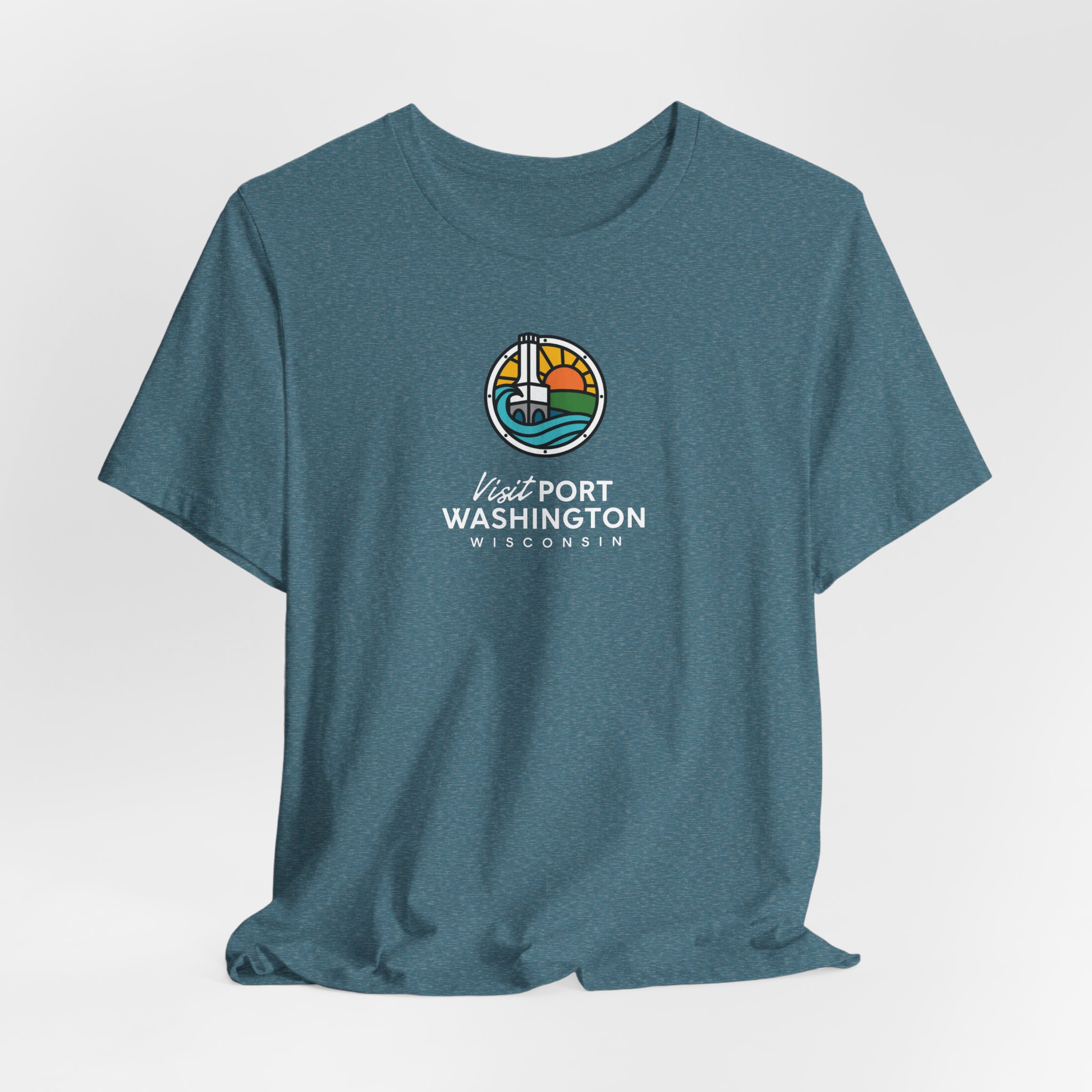 Port Washington Round Logo Tee | Harbor Sailboat Circle Graphic Tee - Image 46