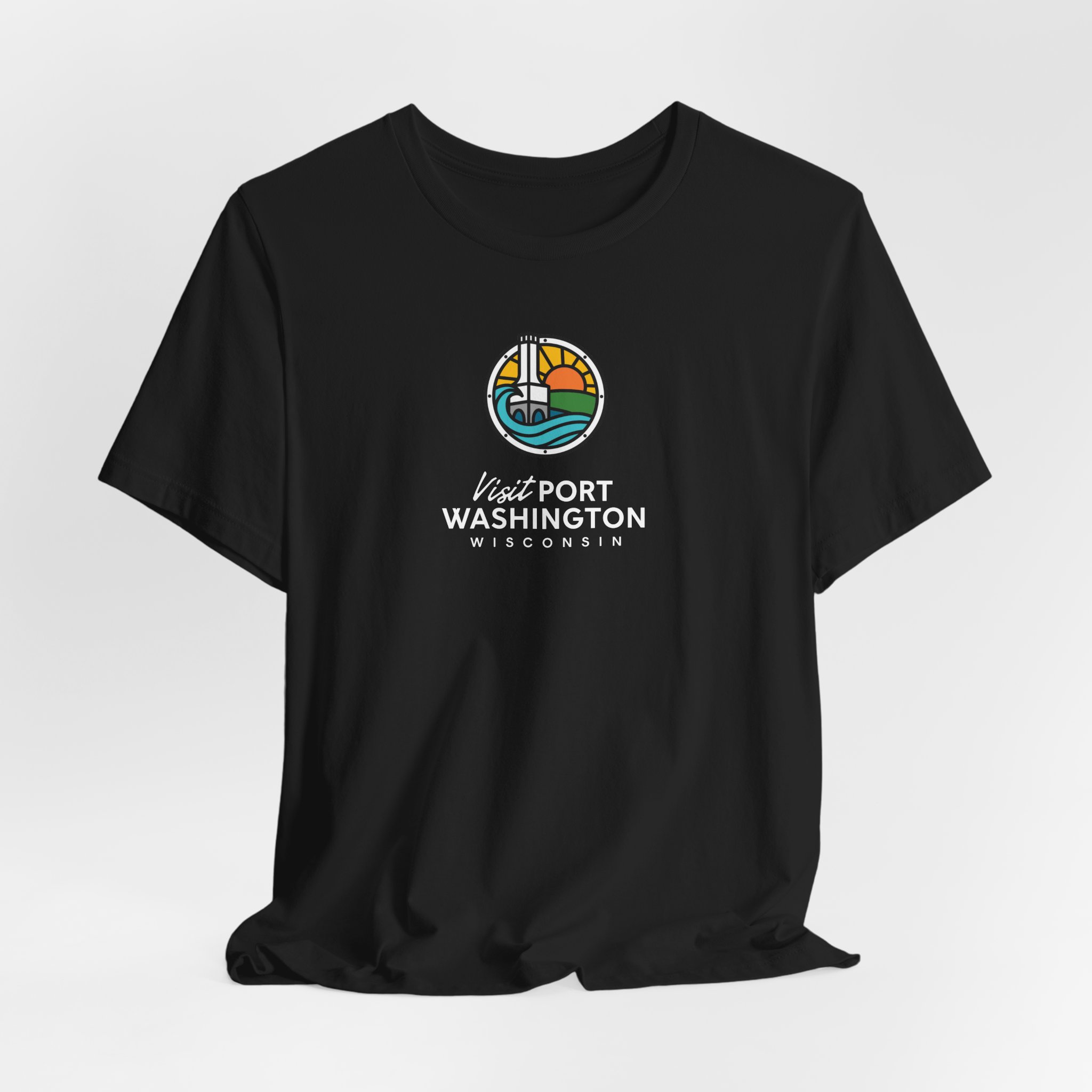 Port Washington Round Logo Tee | Harbor Sailboat Circle Graphic Tee - Image 25