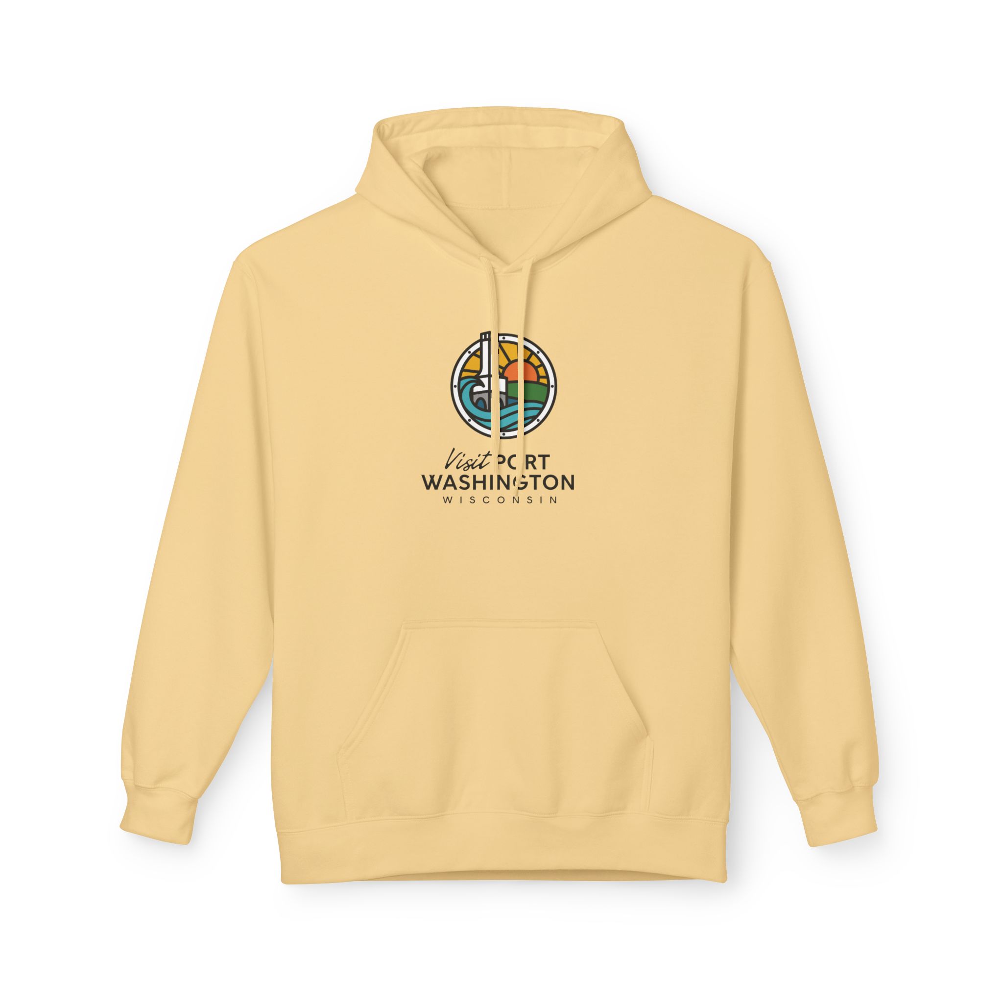 Visit Port Washington Hoodie | Coastal Stained Glass Design - Image 11
