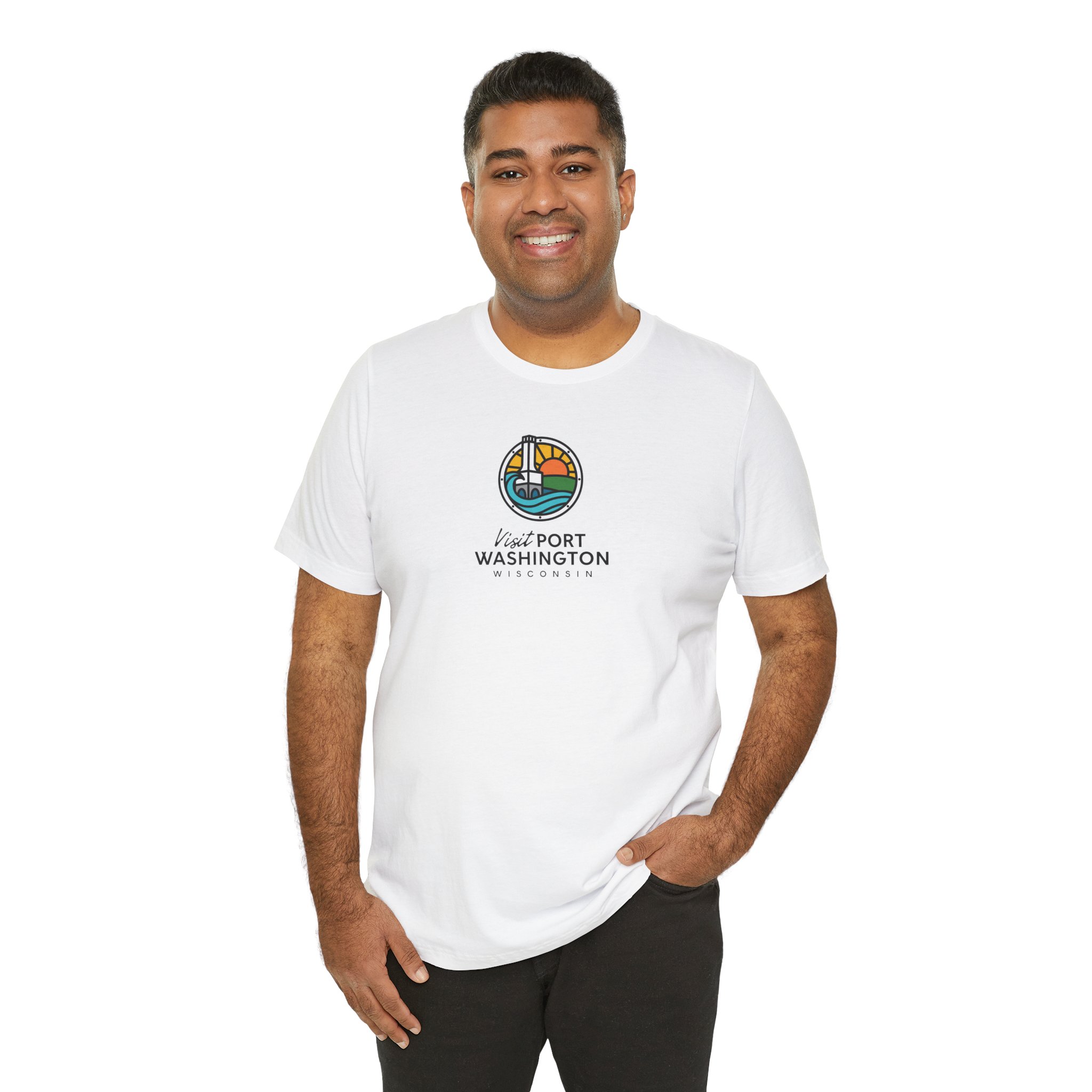 Port Washington Round Logo Tee | Harbor Sailboat Circle Graphic Tee - Image 14