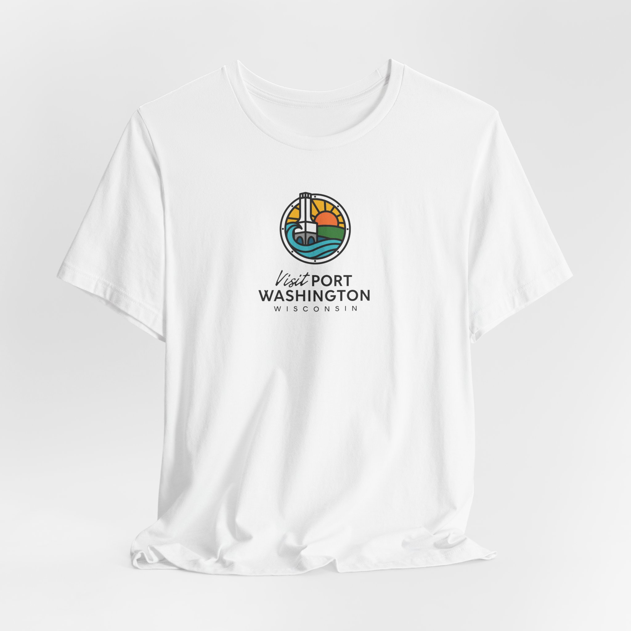 Port Washington Round Logo Tee | Harbor Sailboat Circle Graphic Tee - Image 11