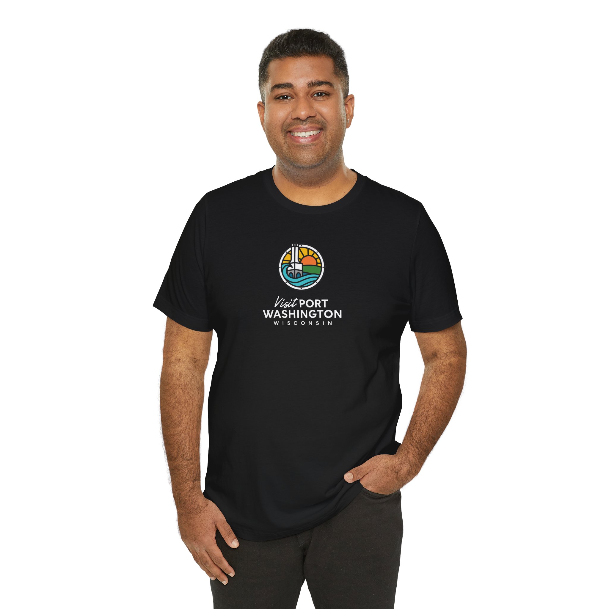 Port Washington Round Logo Tee | Harbor Sailboat Circle Graphic Tee - Image 28