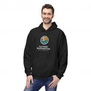 Visit Port Washington Hoodie | Coastal Stained Glass Design