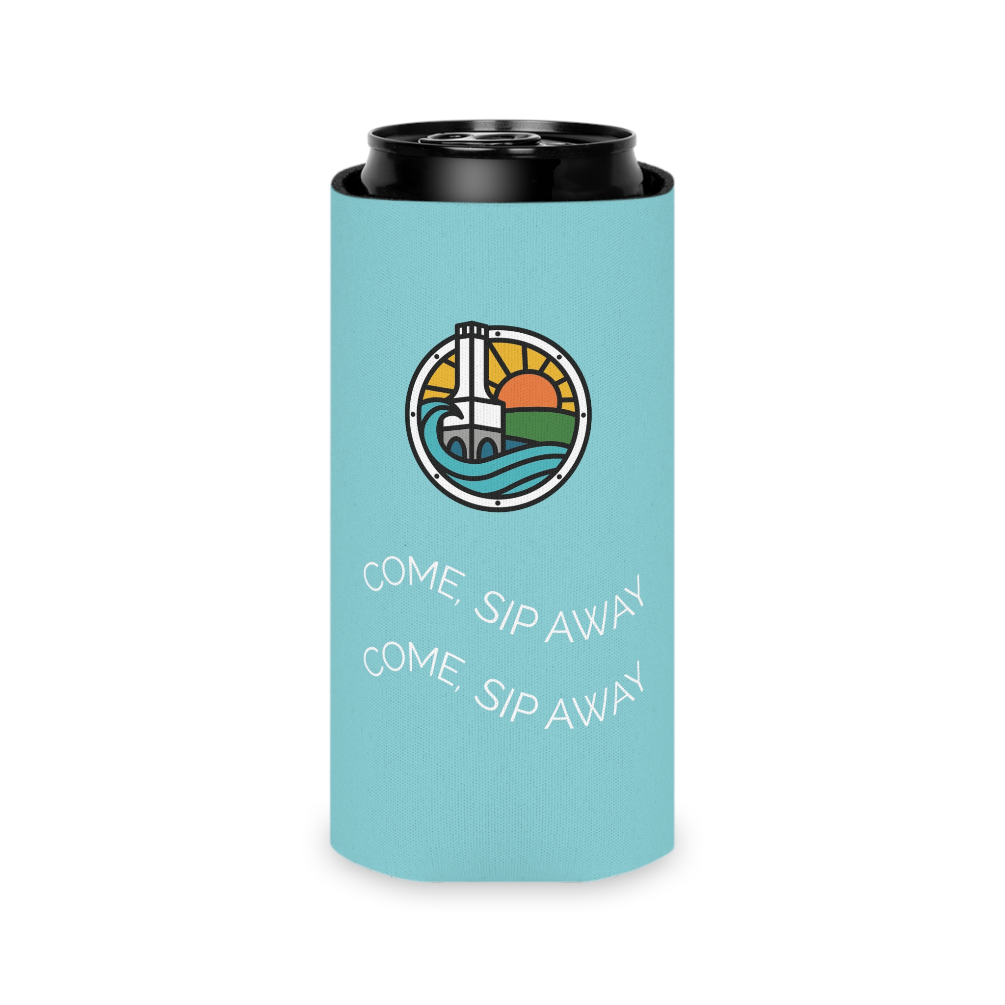 Visit Port Washington Wisconsin Can Koozie | Lighthouse Design - Image 11