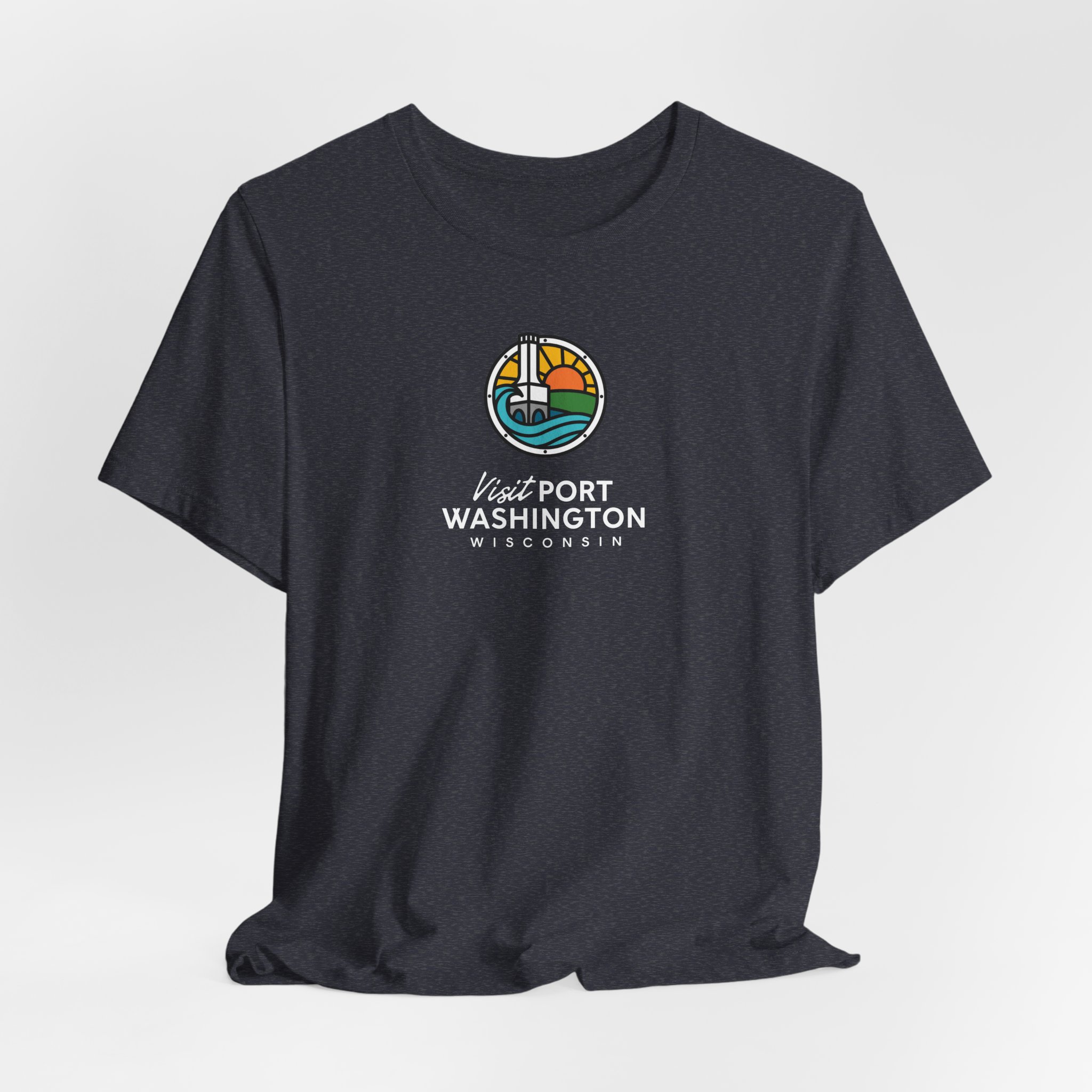 Port Washington Round Logo Tee | Harbor Sailboat Circle Graphic Tee - Image 52
