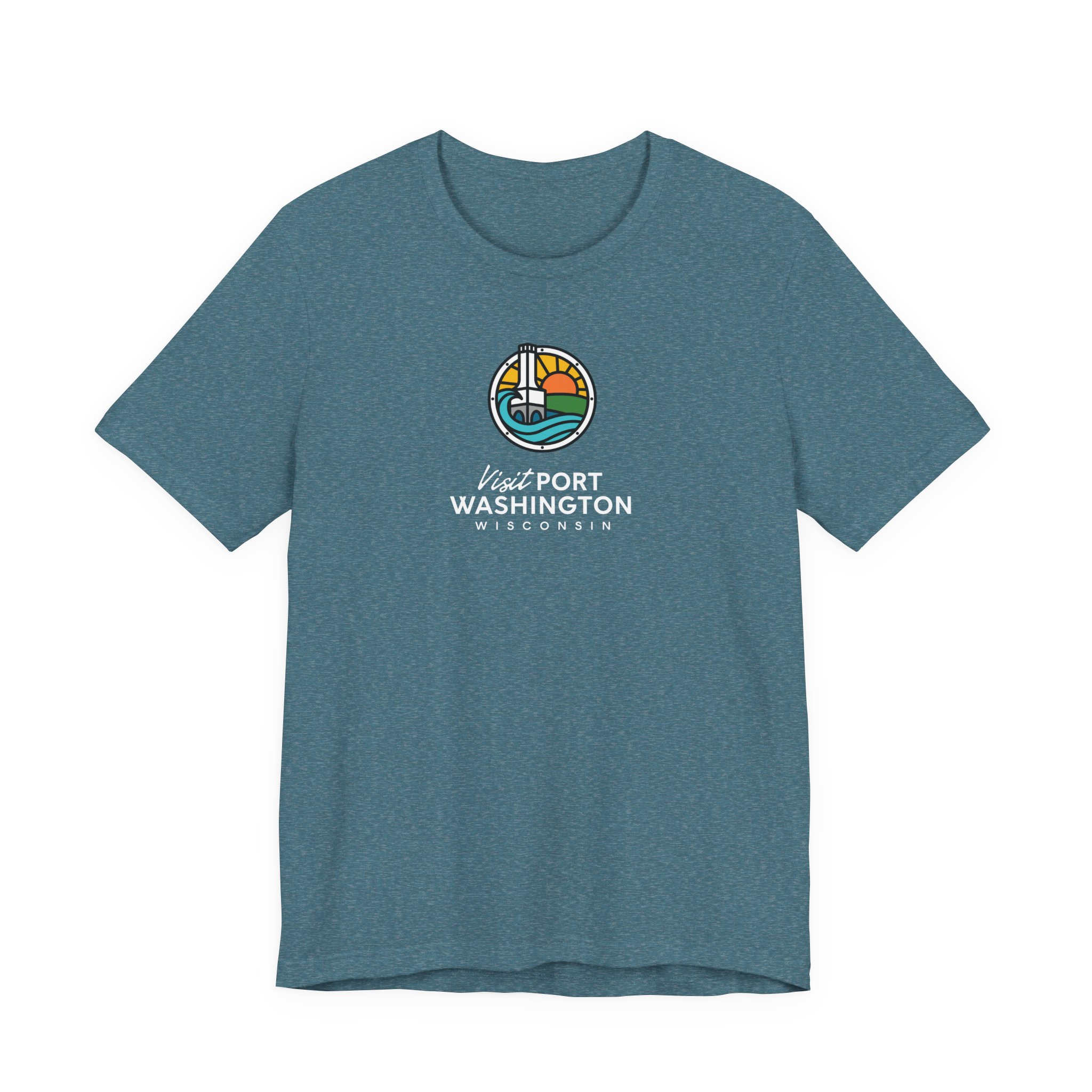 Port Washington Round Logo Tee | Harbor Sailboat Circle Graphic Tee - Image 43