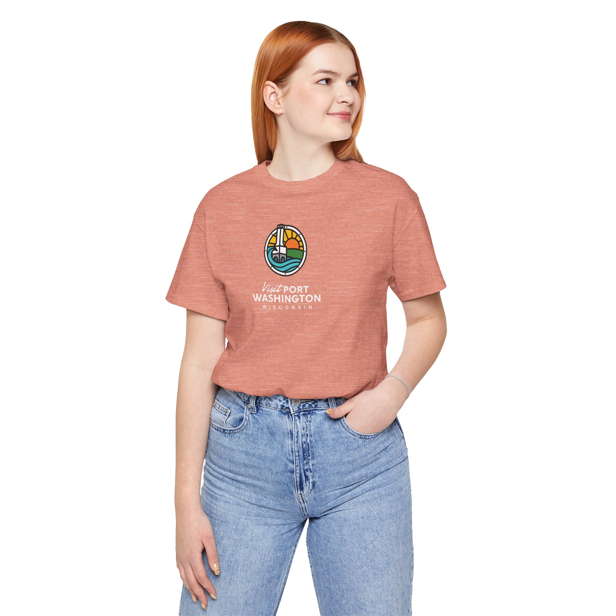 Port Washington Round Logo Tee | Harbor Sailboat Circle Graphic Tee - Image 6