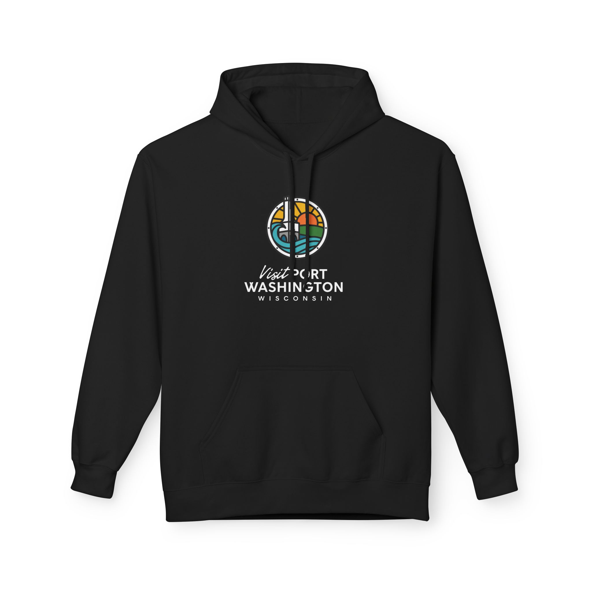 Visit Port Washington Hoodie | Coastal Stained Glass Design - Image 2