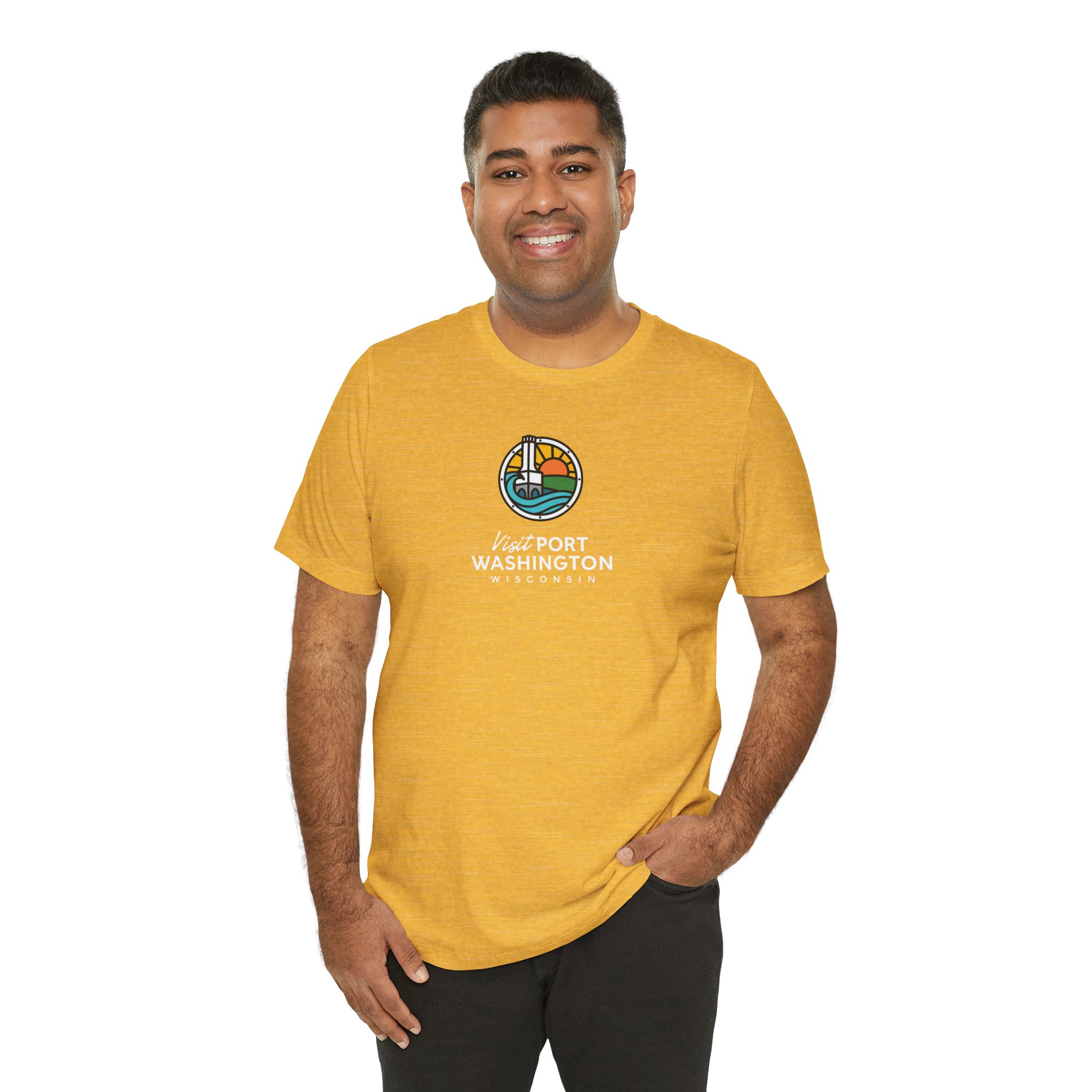 Port Washington Round Logo Tee | Harbor Sailboat Circle Graphic Tee - Image 35
