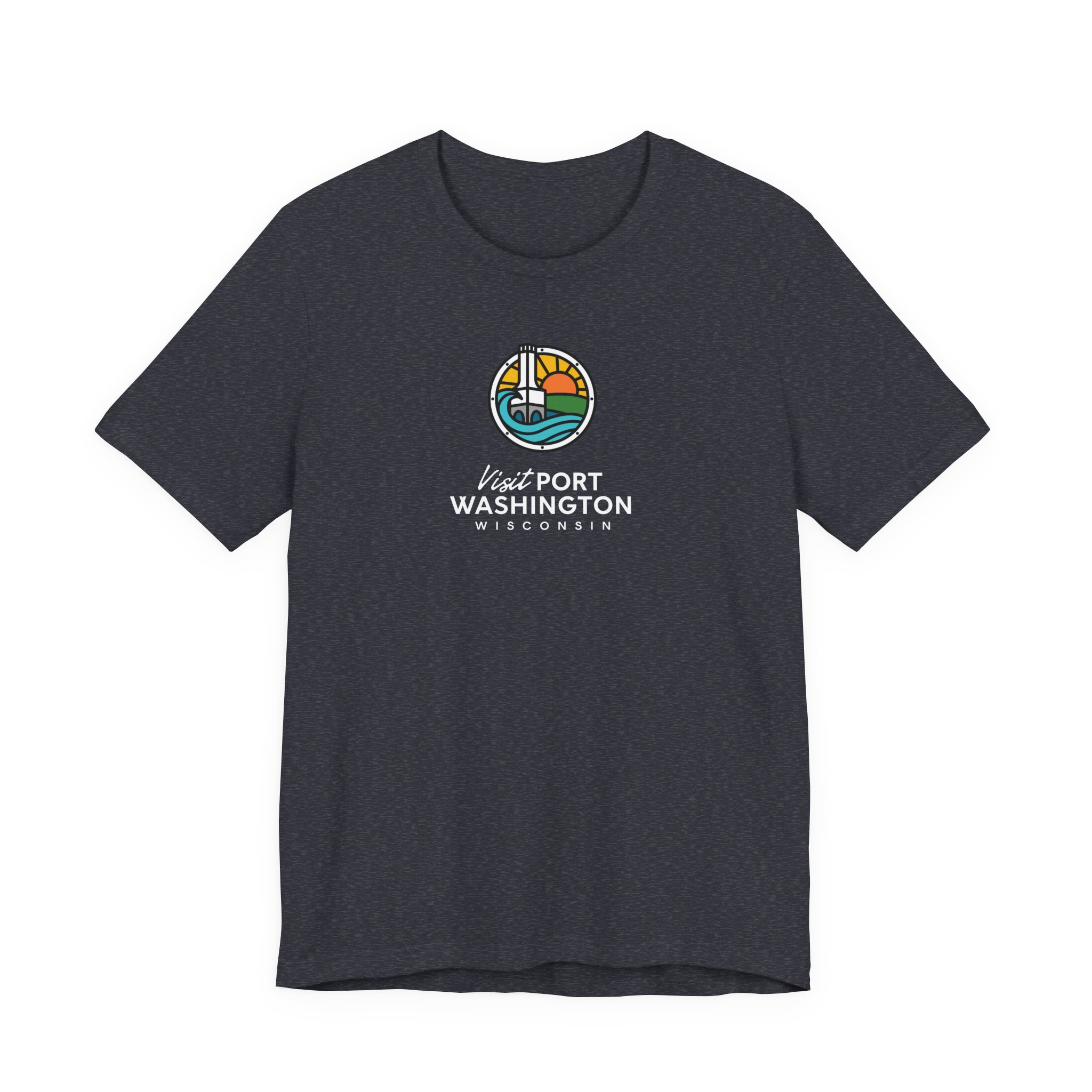 Port Washington Round Logo Tee | Harbor Sailboat Circle Graphic Tee - Image 50