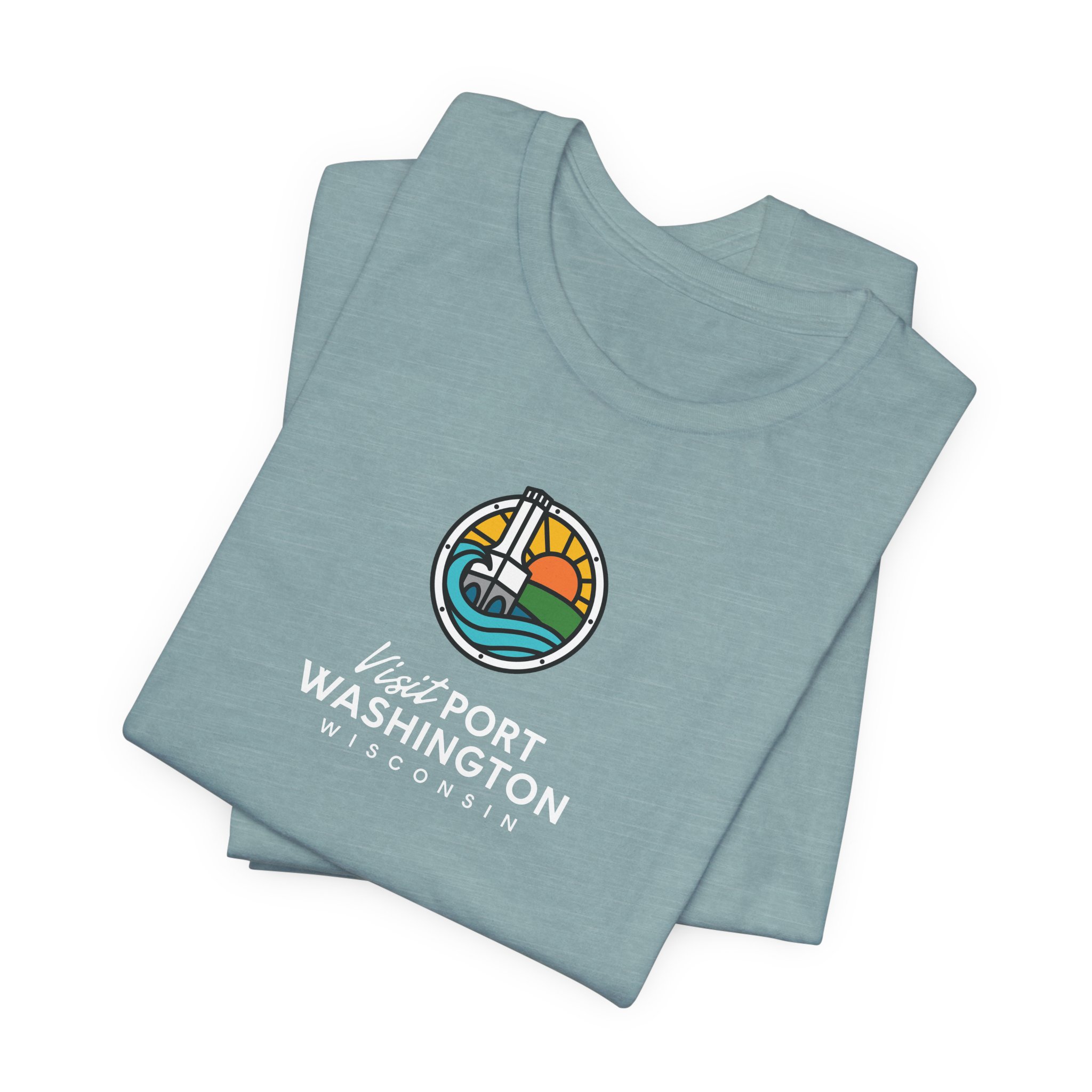 Port Washington Round Logo Tee | Harbor Sailboat Circle Graphic Tee - Image 38