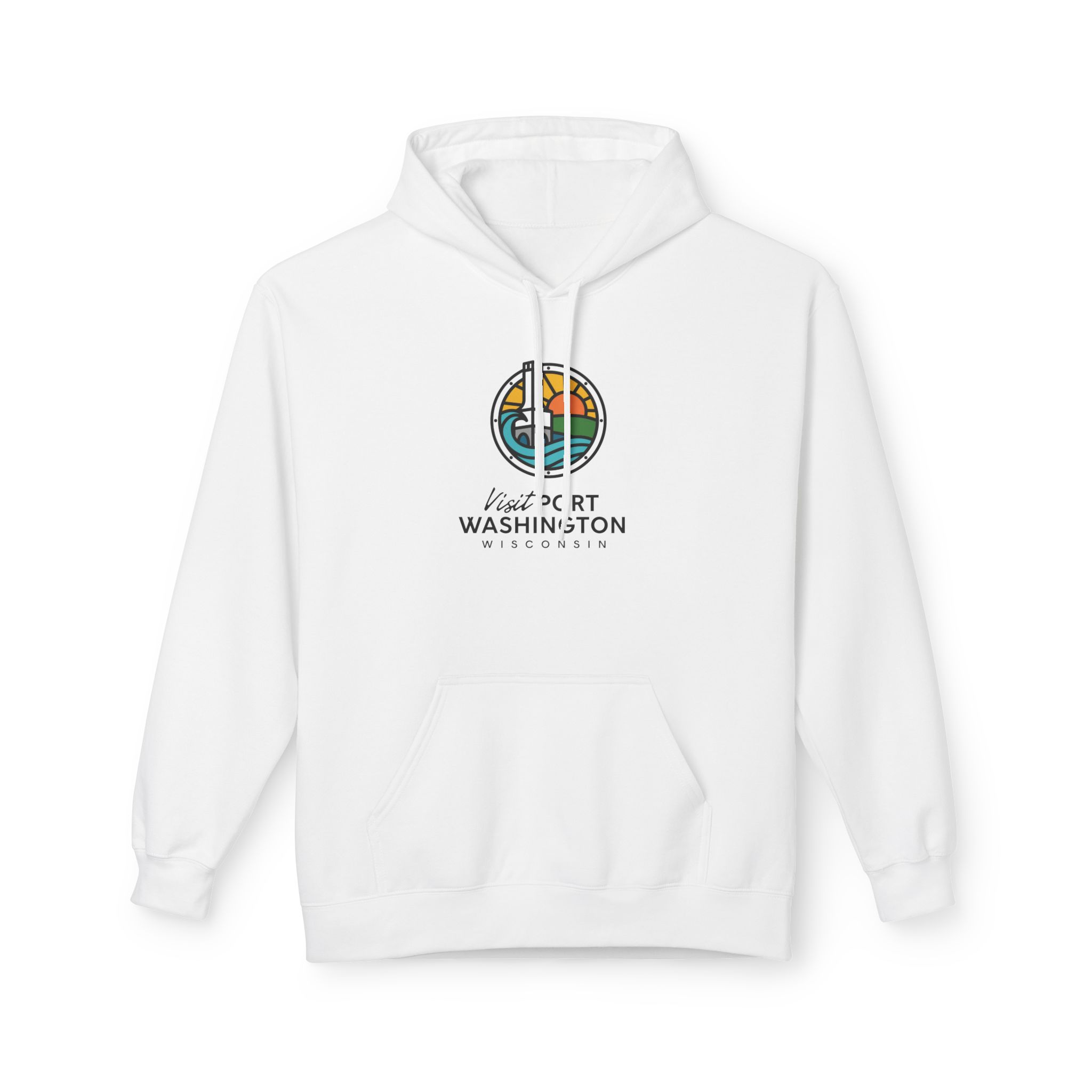 Visit Port Washington Hoodie | Coastal Stained Glass Design - Image 6