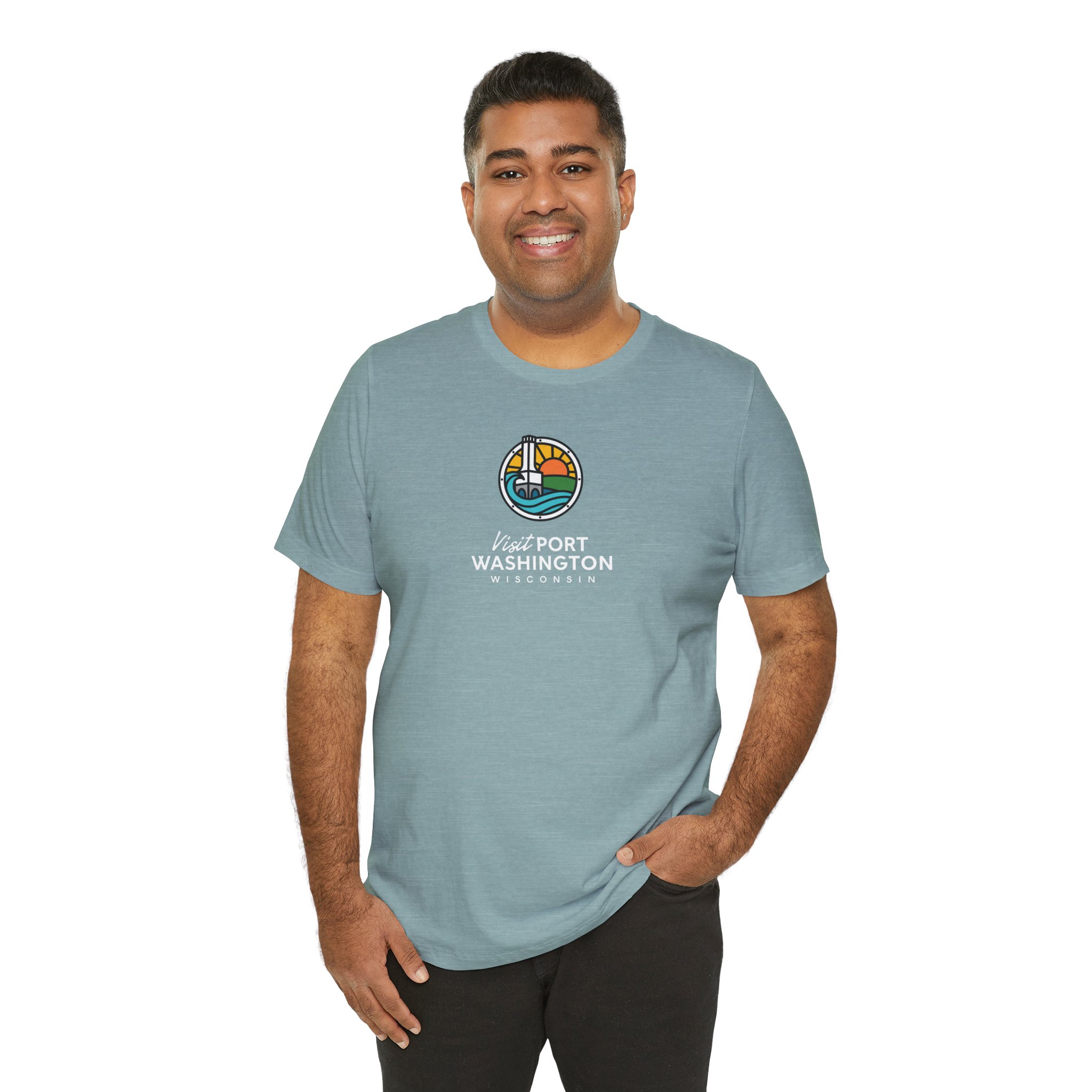 Port Washington Round Logo Tee | Harbor Sailboat Circle Graphic Tee - Image 42