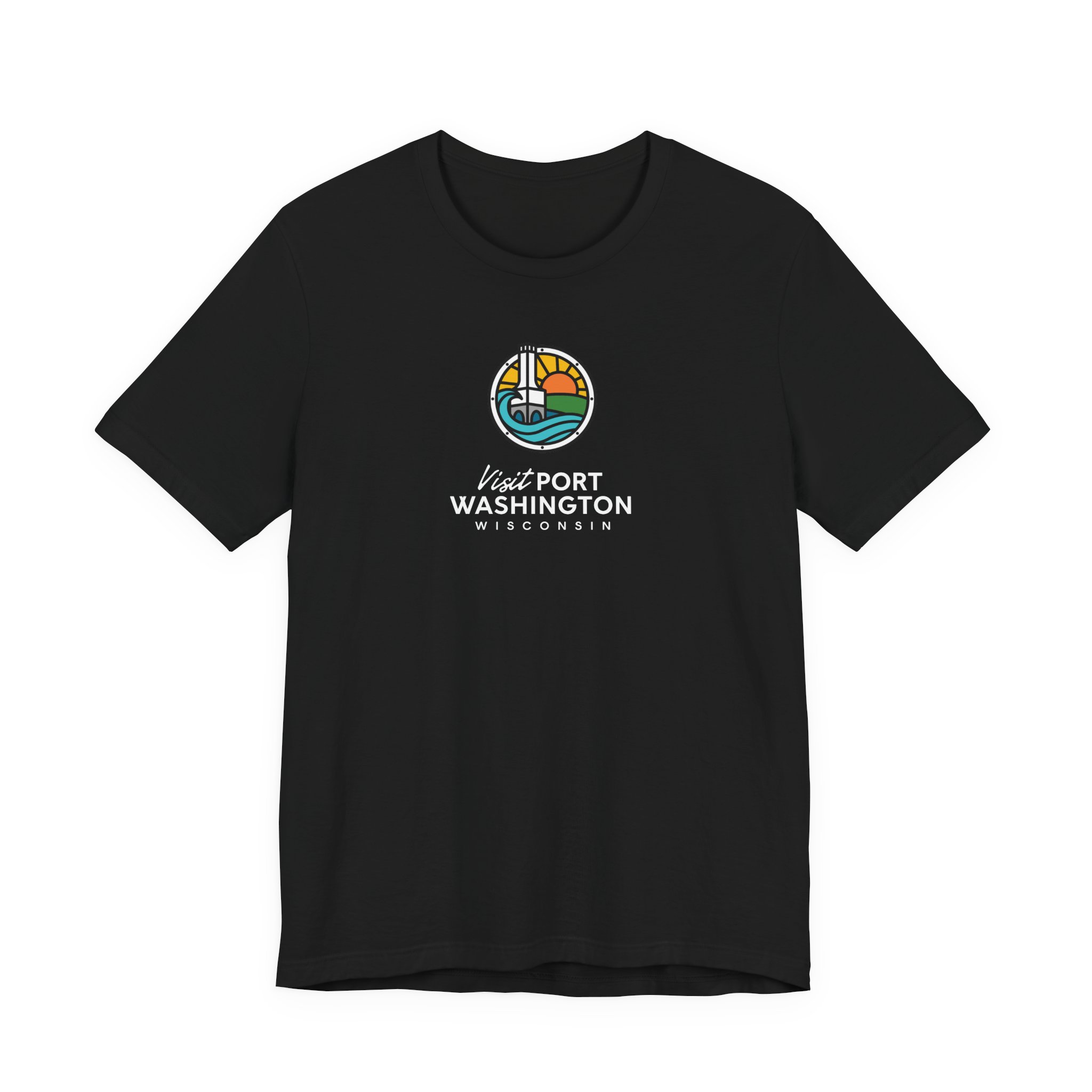 Port Washington Round Logo Tee | Harbor Sailboat Circle Graphic Tee - Image 22