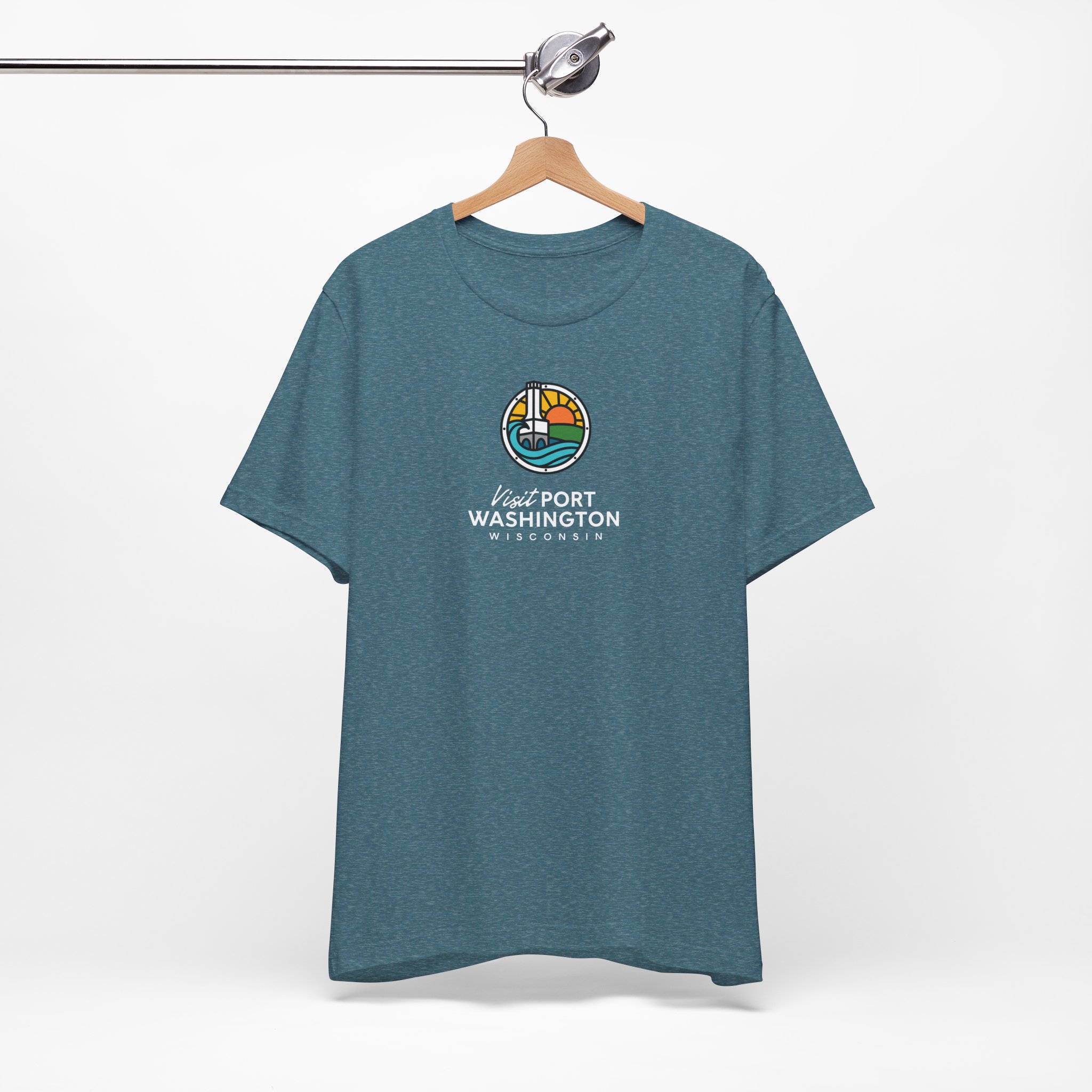 Port Washington Round Logo Tee | Harbor Sailboat Circle Graphic Tee - Image 47