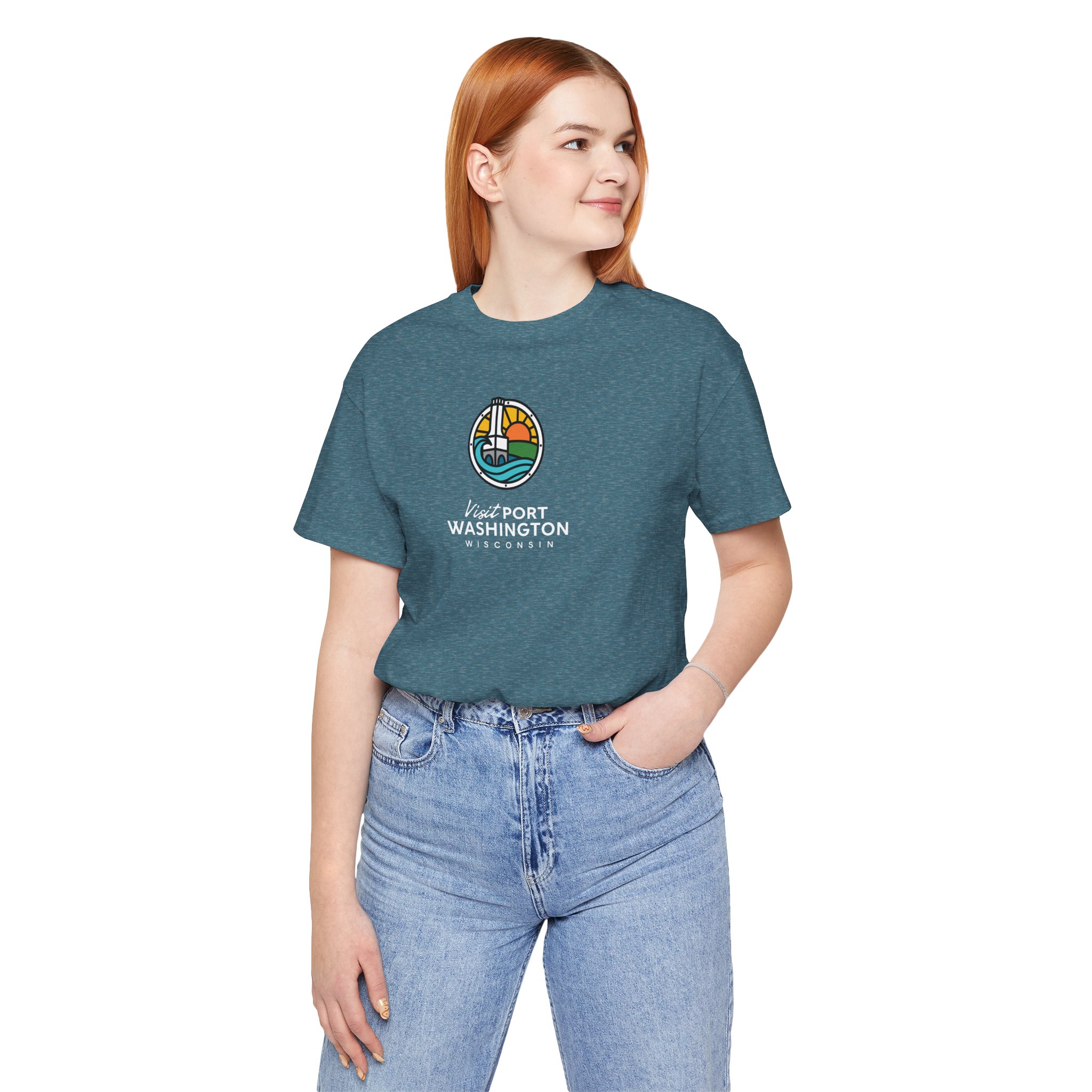 Port Washington Round Logo Tee | Harbor Sailboat Circle Graphic Tee - Image 48