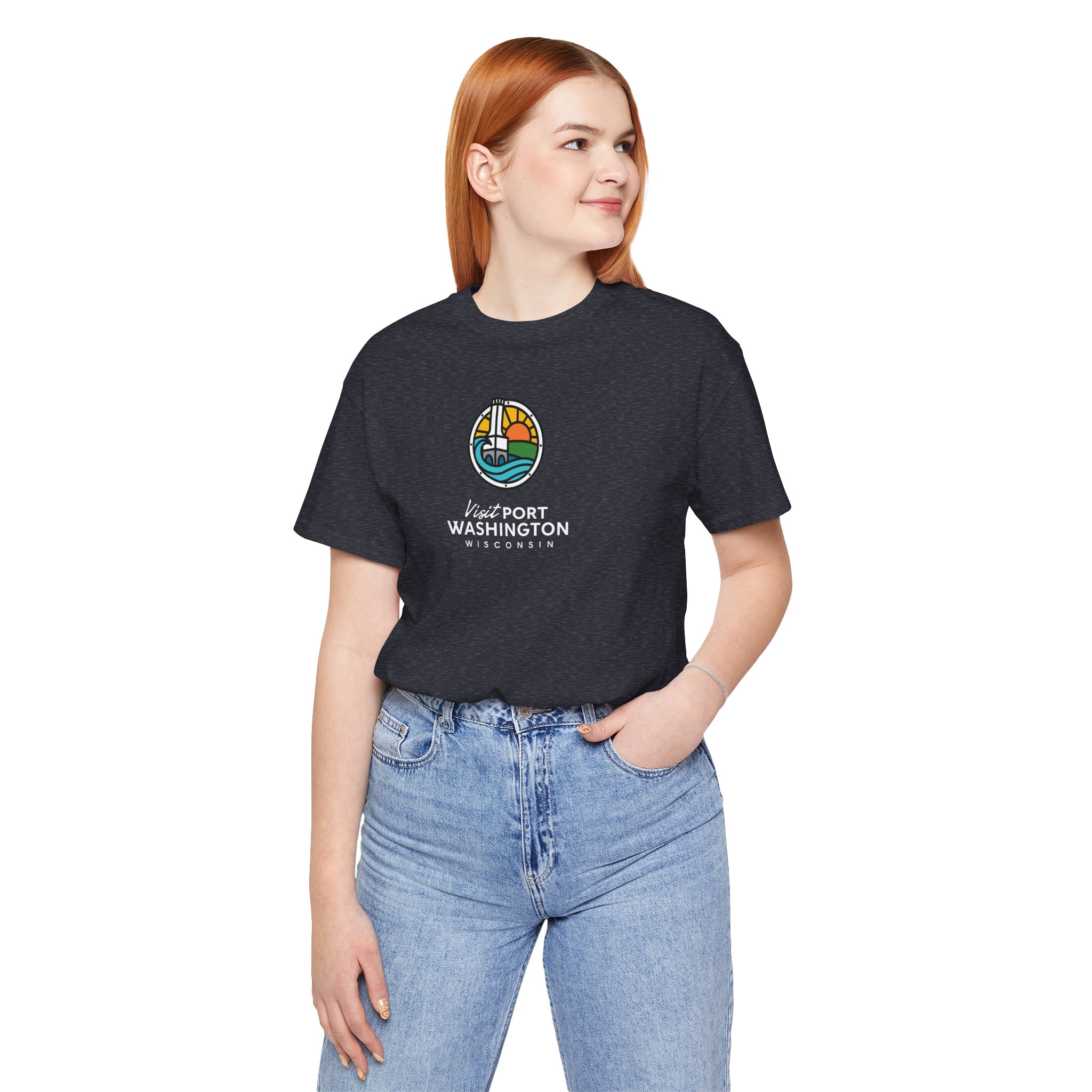 Port Washington Round Logo Tee | Harbor Sailboat Circle Graphic Tee - Image 55