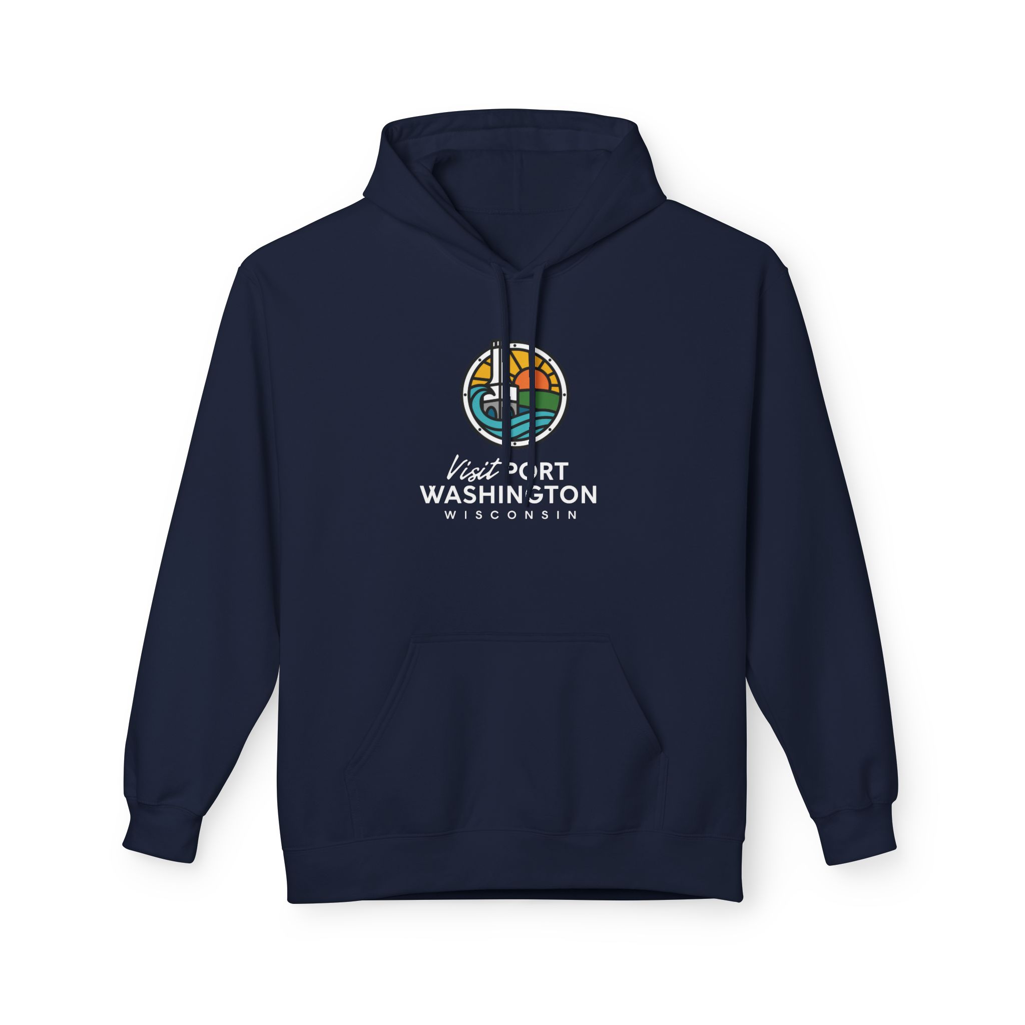 Visit Port Washington Hoodie | Coastal Stained Glass Design - Image 21