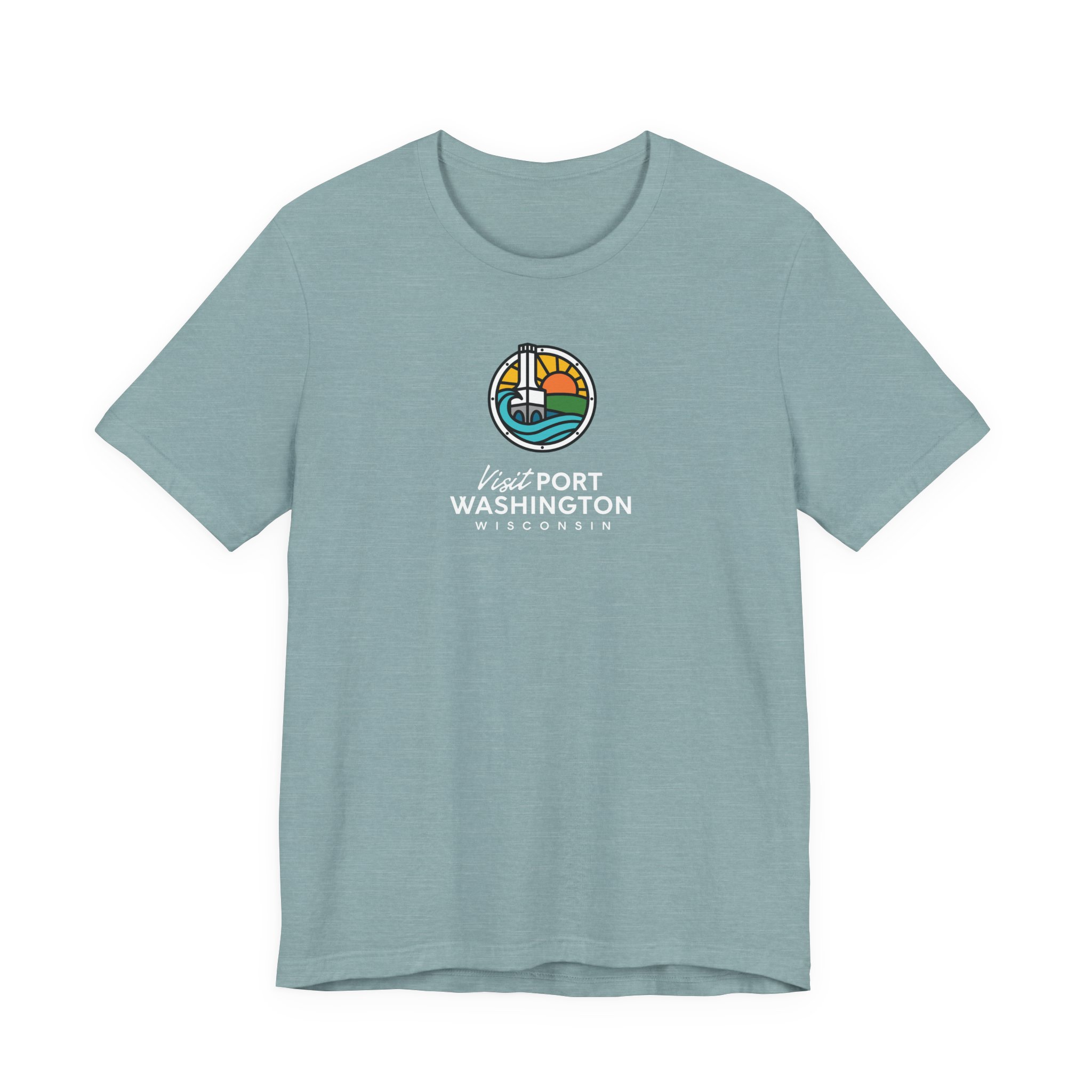 Port Washington Round Logo Tee | Harbor Sailboat Circle Graphic Tee - Image 36