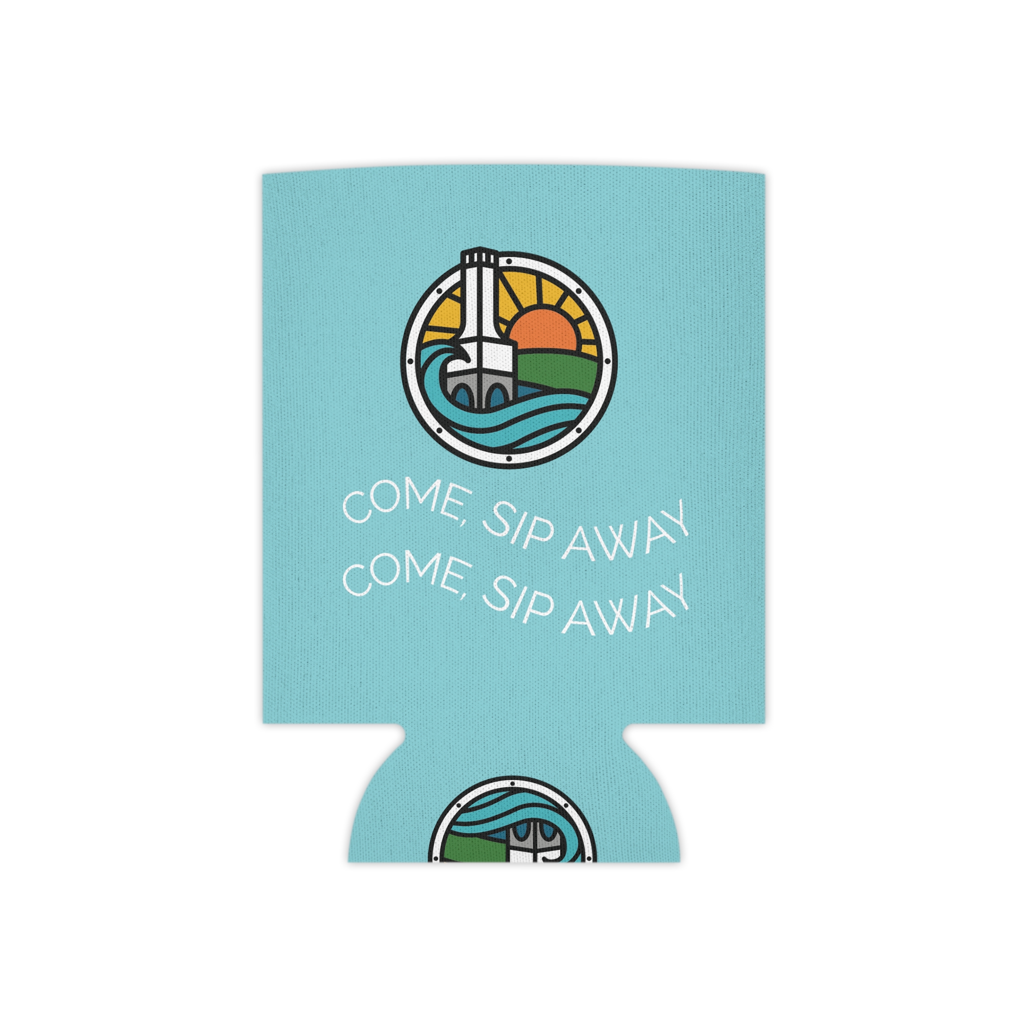 Visit Port Washington Wisconsin Can Koozie | Lighthouse Design - Image 3