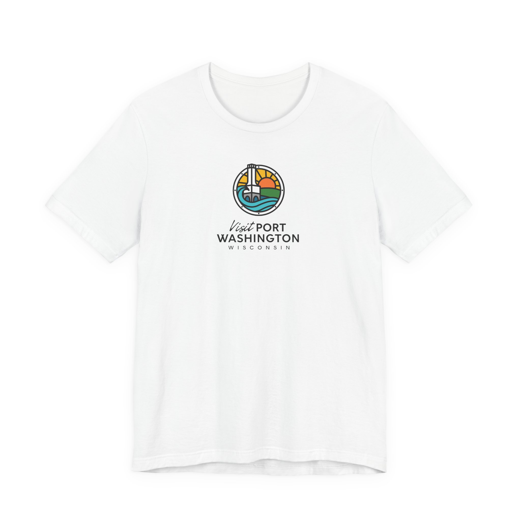 Port Washington Round Logo Tee | Harbor Sailboat Circle Graphic Tee - Image 8